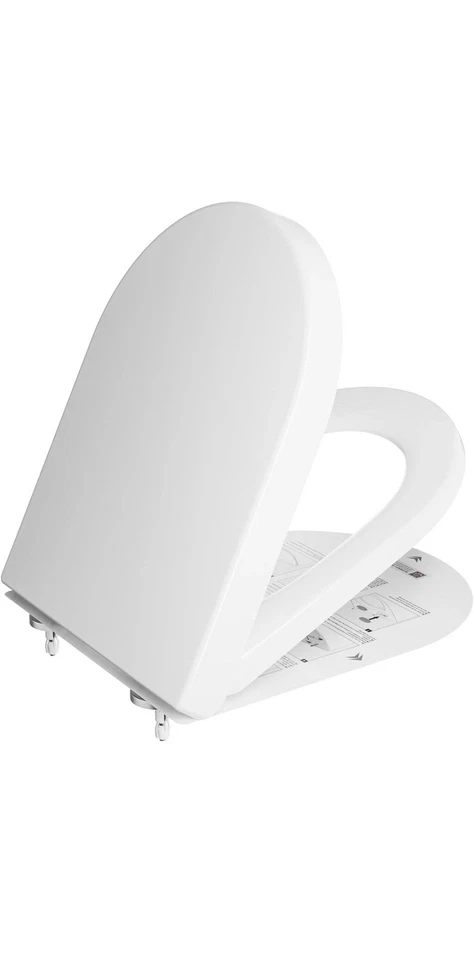 DERW D Shaped Soft Close Toilet Seat, Heavy Duty Premium Thermoplastic, Quick R