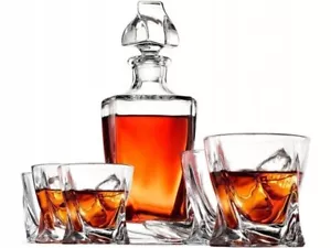 Crystal Glass Bohemia Whisky Decanter Set 770ml Bottle 340ml x 2 glasses - Boxed - Picture 1 of 6