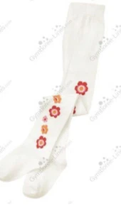 GYMBOREE SMART LITTLE LADY IVORY w/ FLOWER FASHION BOTTOM TIGHTS 0-6 M - Picture 1 of 4