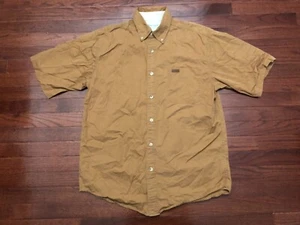 CARHARTT CLOTHING S/S BUTTON DOWN SHIRT MENS MEDIUM BROWN COPPER WORKWEAR - Picture 1 of 5