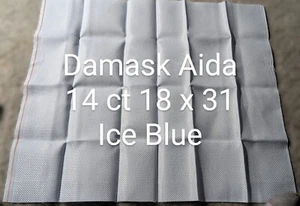 Kreuzstich Damast Aida Stoff Markenlos, 14 Stück, 18 x 31 Eisblau - Bild 1 von 2