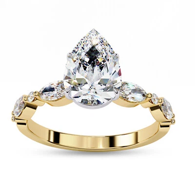 Anillo de compromiso solitario moissanita de 1,28 quilates para mujer de oro de 10 quilates o 14 k Foto 1 de 4