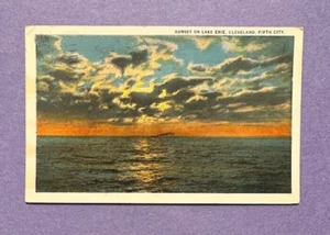Postkarte Sonnenuntergang am Lake Erie, Cleveland, Ohio, 1941, geschickt nach Battle Creek, MI - Bild 1 von 2