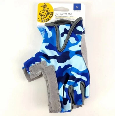 Guantes ROCK FISH™ Fish Baiter Pro™ medianos sin dedos azul camuflaje #FP2000BM Foto 1 de 4