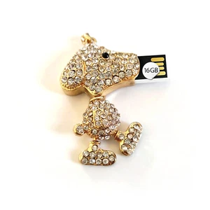USB Stick Snoopy 16 GB Strass Gold Anhänger - Bild 1 von 3