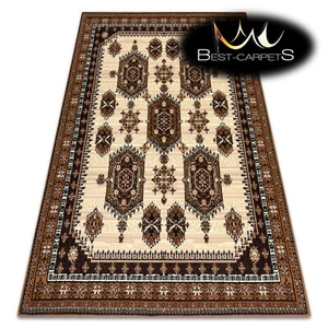 Moderner toller TEPPICH 'MORAD Zegary Uhrenrahmen klassisch beige praktisch pflegeleicht - Bild 1 von 12