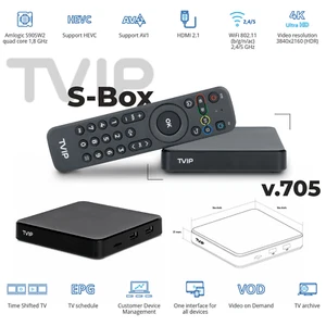 TVIP S-Box v.705 IPTV 4K UHD HEVC Android 11 Dual-WiFi Streamer USB Schwarz - Bild 1 von 6