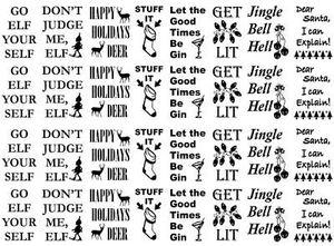 Calcomanías de vidrio fundido negro de 1-1/8" humor navideño 32 piezas - Imagen 1 de 1