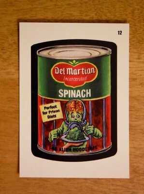Cupom Mars Attacks Wacky Packages — 2020 — card #12 — “Del Martian Spinach” — Attacky — - Imagem 1 de 2