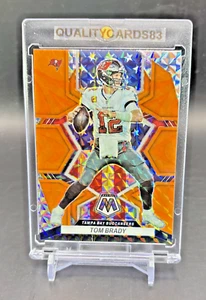 TOM BRADY ORANGE SILVER FLAG REFRACTOR CARD WITH CASE NFL BUCCANEERS PATRIOTS - Picture 1 of 6