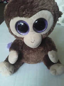 Sehr guter Zustand TY Beanie Boo Coconut The Monkey braun lila Glitzeraugen 8 Zoll - Bild 1 von 8