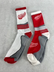 Detroit Red Wings Men's Crew Sport Large Socks 2 Pairs - Picture 1 of 2