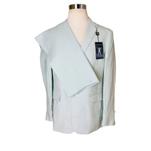 Ralph Lauren Men’s 40L Light Mint Green Linen Ultra Flex 2 PC Pant Suit 32x32 - Picture 1 of 13