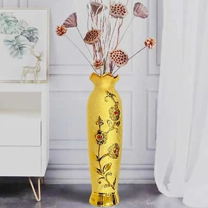 24 Inches Tall Floor Vase Extra Large Ceramic Decorative Vase Handmade Gold F... - Picture 1 of 8