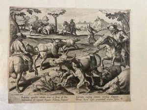CACCIA AL BUFALO, Venationes Ferarum, Avium, Piscium 1578.Jan van der Straet - Picture 1 of 6