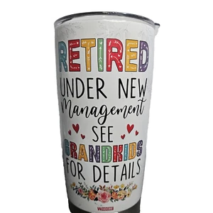 Retirement stainless steel tumbler by Whidobe multiple function lid 20 Ounce - Picture 1 of 5
