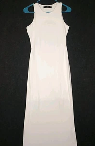 Lillusory ärmelloses Trägerkleid Größe Small elfenbeinfarben Midi Rückenausschnitt - Bild 1 von 14