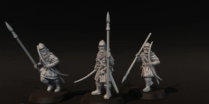 Provinz Bogenschützen mit Speeren Mittelalter MESBG LOTR 28mm 1/56 Wargames Sammler - Bild 1 von 6