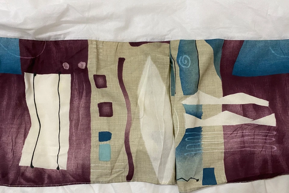 Винтажная юбка для кровати Dan River королевская геометрическая абстрактная 13 дюймов плиссированная 80-е 90-е - Изображение 1 из 4