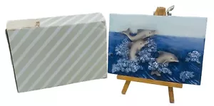 DOLPHIN 3D Ceramic Plaque w/ Mini Wood Easel 5.5”W x 4”H Decorative Ocean Decor - Picture 1 of 8
