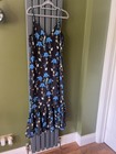 Borgo De Nor Floral Snake Butterfly Iris Black & Blue Ruffle Long Dress