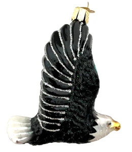 Ornamento de vidrio Old World Majestic EAGLE IN FLIGHT negro, brillo 2019 nuevo con etiquetas - Imagen 1 de 6