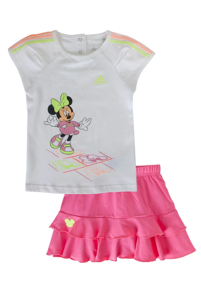 Adidas Disney Minnie Mouse Baby Girls Outfit T-Shirt Skirt Set Age 3-6 Months 3-6 Months