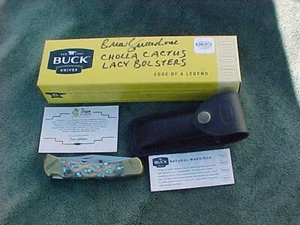 BRIAN YELLOWHORSE CHOLLA CACTUS LACY BOLSTERS Custom Made BUCK Pocket Knife - Picture 1 of 10