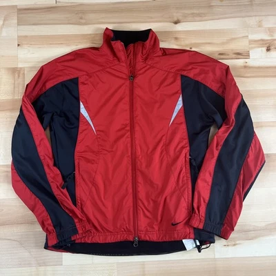 Vintage Nike Track Jacket Women M 8/10 Red Black Mesh Lined Windbreaker 90s - Image 1 of 4