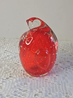 Pisapapeles de vidrio Lefton Red Bird burbujas controladas con pegatina de colección Foto 1 de 4