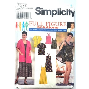 Vintage 90s Sewing Pattern Dress Jacket Size 26W-32W Bust 48-54 Simplicity 7672 - Picture 1 of 6