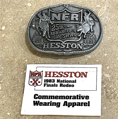 Hesston NFR 25 Aniversario Serie 59 83 Hebilla de Cinturón y Papeles Primera Edición #H2 Foto 1 de 4