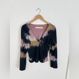 RAQUEL ALLEGRA Tie Dye Deep V Neck Langarmshirt / Gr. XL - Bild 1 von 6
