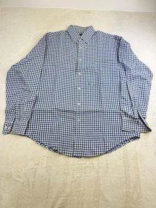 Camisa Roundtree & Yorke Para Hombre Mediana Azul Blanca Cuadros Guinga Algodón Abotonado - Imagen 1 de 11