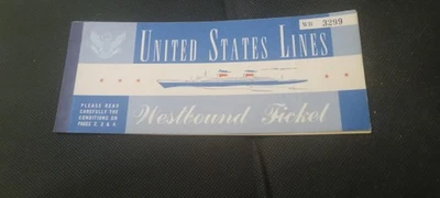 Boleto United States Line Westbound WB 3299 Foto 1 de 3