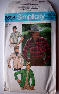 70er Jahre Herren Western Hemd Muster 7698 Gr. 38 - Bild 1 von 2