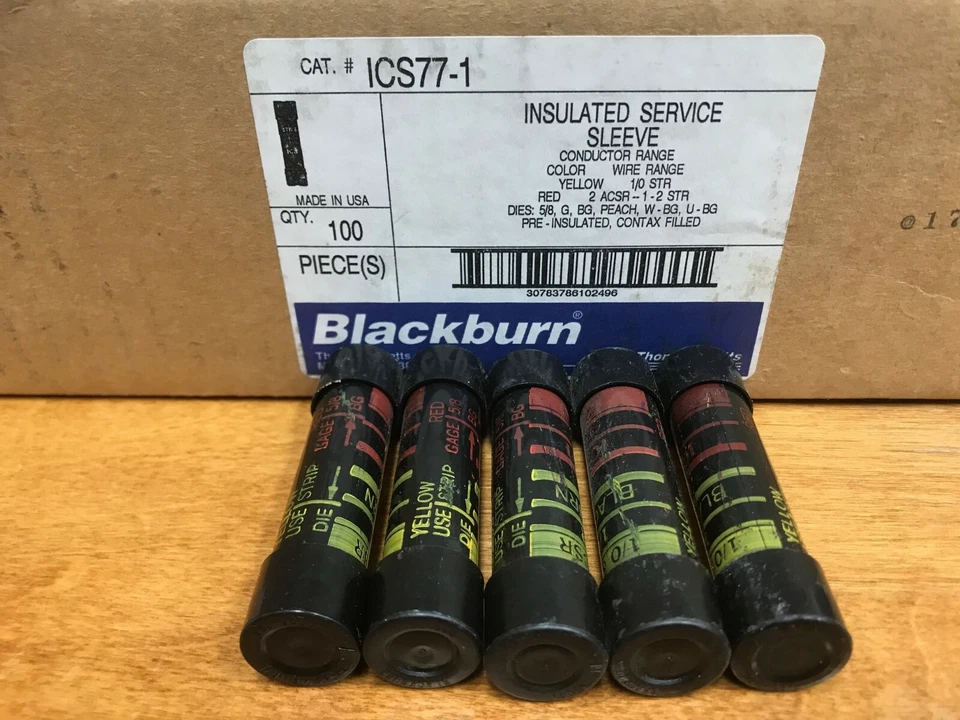 THOMAS & BETTS BLACKBURN ICS 77-1 Blackburn Insul Sleeve. Compression Splice Sleeve For Aluminum or CU