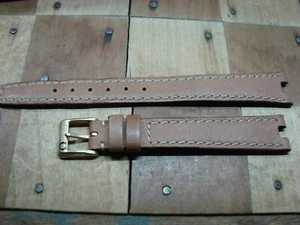 OMEGA ARMBANDUHR ARMBAND BAND DAMEN GENÄHT HELLBRAUN GETEILT 13mm NOS ORIGINAL! - Bild 1 von 3