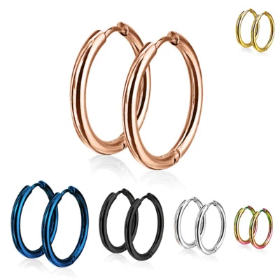 2er Set 316L Edelstahl Creolen 08-20 mm Ohrring blau schwarz rose gold silber - Bild 1 von 4