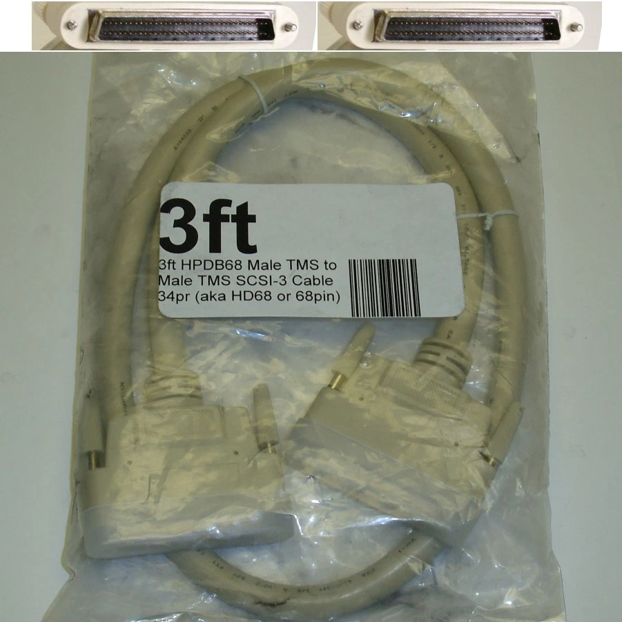 3ft short HPDB68-pin Male~M SCSI3 MM External Cable/Cord/Wire HD/MD/HP/MINI/H68 - Image 1 of 1