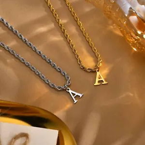 Vnox Initial Necklaces for Women Men, Stainless Steel A-Z Letters Charm Pendant - Picture 1 of 20