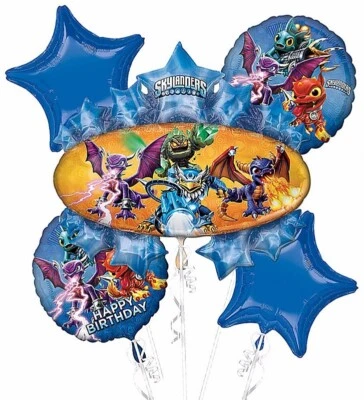 Anagram #30136 SKYLANDER Spyro Cynder Gill Happy Birthday Balloons 5pk - NEW - Image 1 of 2