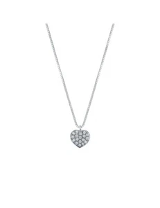 Mirco Visconti Collana in Oro Bianco 18kt con pavè di Diamanti a cuore - Mv93/20 - Picture 1 of 2