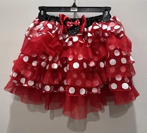 Minnie Mouse Skirt Adult Costume TuTu Mesh Red Polka Dot Disney - Picture 1 of 14