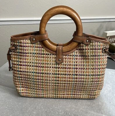 Bolso de mano de cuero tostado fósil 1954 para mujer tela hobo multicolor multi textura Foto 1 de 4