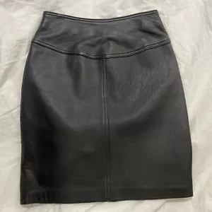 VINTAGE The Limited schwarzer gerader Bleistiftrock aus Leder gefüttert Größe 6 neu mit Etikett - Bild 1 von 8