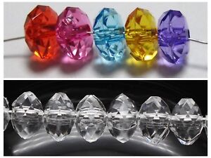 200 Transparent Acrylic Faceted Rondelle Spacer Beads 6X8mm Mixed Clear Colour