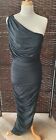 Exoticathletica Black Slinky One Shoulder Ruched Maxi Dress - Xxl  Bnwt