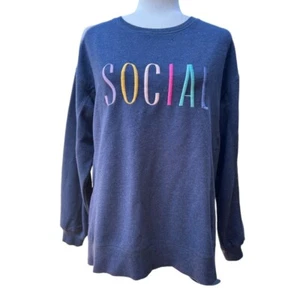 WILDFOX Felpa Donna "Social" Blu Navy Taglia Media - Foto 1 di 8
