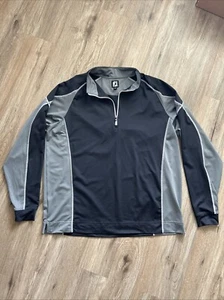 Chaqueta Footjoy Para Hombres XL Negra Gris 1/4 Cremallera Pullover Nylon Rompevientos Golf - Imagen 1 de 8